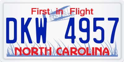 NC license plate DKW4957