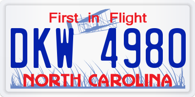 NC license plate DKW4980