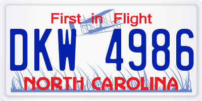 NC license plate DKW4986