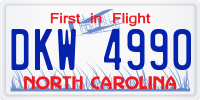 NC license plate DKW4990