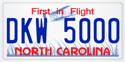 NC license plate DKW5000
