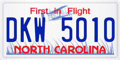NC license plate DKW5010