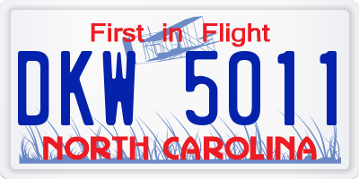 NC license plate DKW5011