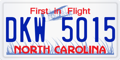NC license plate DKW5015