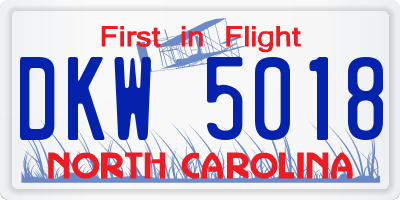 NC license plate DKW5018