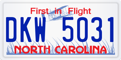 NC license plate DKW5031