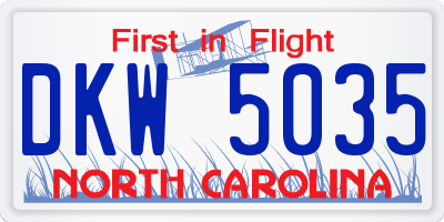 NC license plate DKW5035
