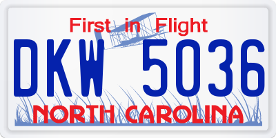 NC license plate DKW5036