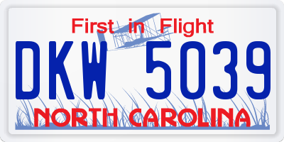NC license plate DKW5039