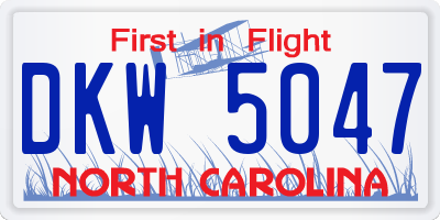 NC license plate DKW5047