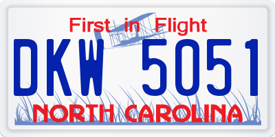 NC license plate DKW5051