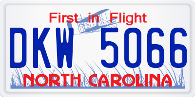 NC license plate DKW5066