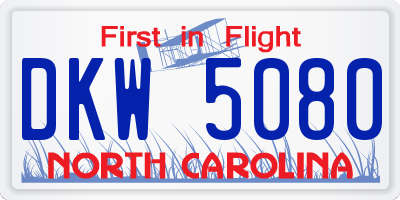 NC license plate DKW5080