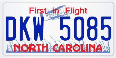 NC license plate DKW5085