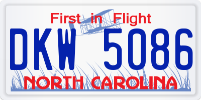 NC license plate DKW5086