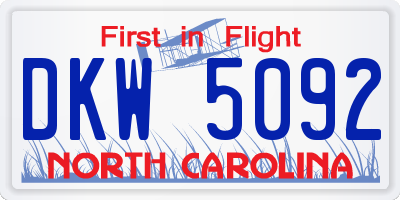 NC license plate DKW5092