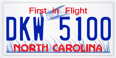 NC license plate DKW5100
