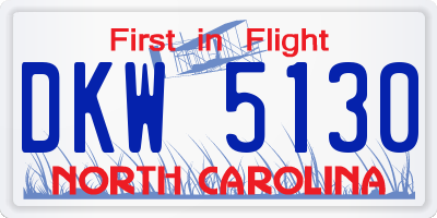 NC license plate DKW5130