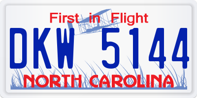 NC license plate DKW5144