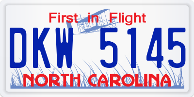 NC license plate DKW5145