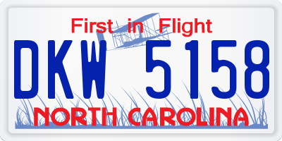 NC license plate DKW5158