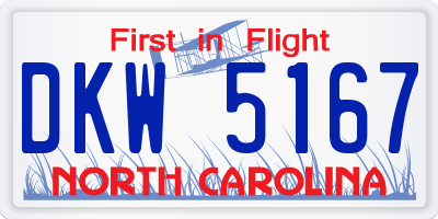 NC license plate DKW5167