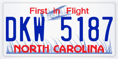 NC license plate DKW5187
