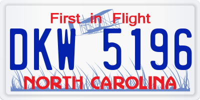 NC license plate DKW5196