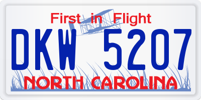 NC license plate DKW5207