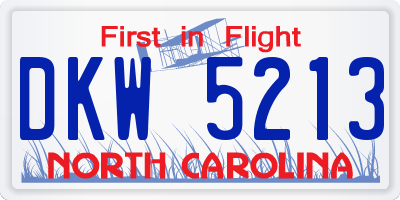 NC license plate DKW5213