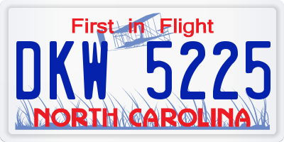 NC license plate DKW5225