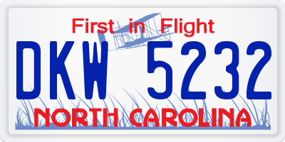 NC license plate DKW5232