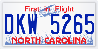 NC license plate DKW5265