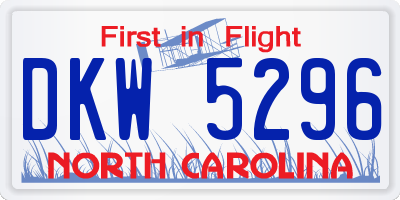 NC license plate DKW5296