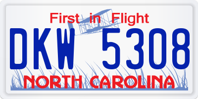 NC license plate DKW5308