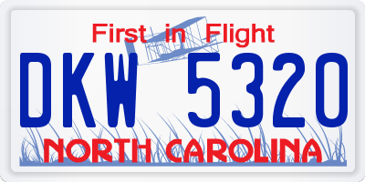NC license plate DKW5320
