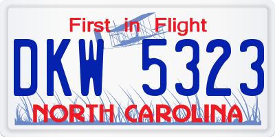 NC license plate DKW5323
