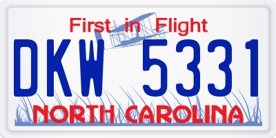 NC license plate DKW5331