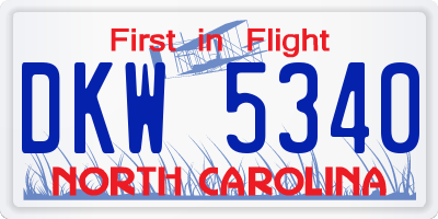 NC license plate DKW5340