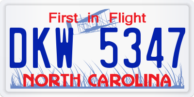 NC license plate DKW5347