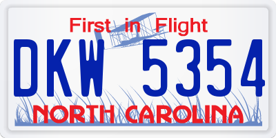 NC license plate DKW5354