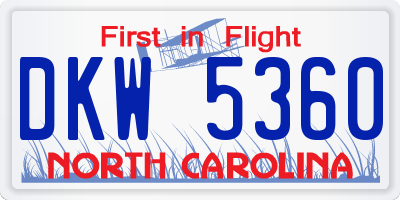 NC license plate DKW5360