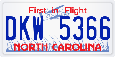 NC license plate DKW5366