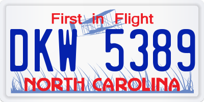 NC license plate DKW5389