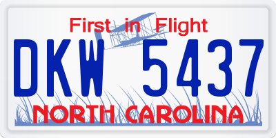 NC license plate DKW5437