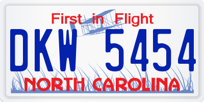 NC license plate DKW5454