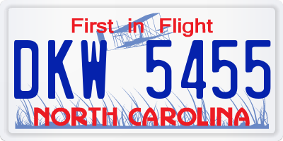 NC license plate DKW5455