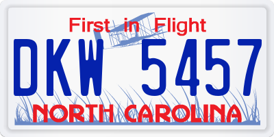 NC license plate DKW5457