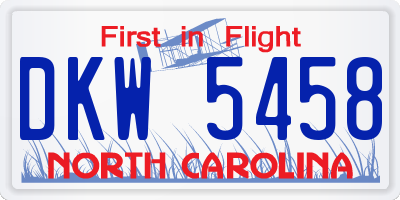 NC license plate DKW5458