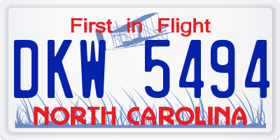 NC license plate DKW5494